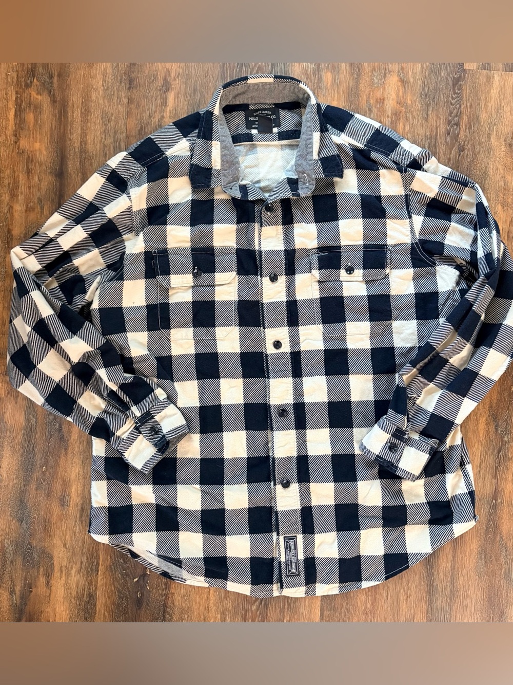 Ralph Lauren Polo Jeans Co. Navy and White Buffalo Check Button-Down Men’s Shirt